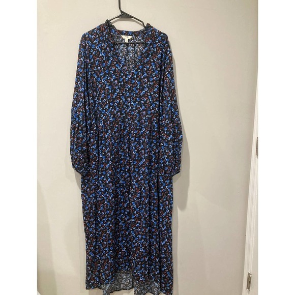 Terra & Sky Blue long sleeve signature soft plus size floral maxi dress size 3X - Picture 6 of 8
